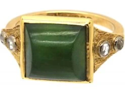18ct Gold, Domed Nephrite & Diamond Ring 15 18ct Gold, Domed Nephrite & Diamond Ring -Antique Jewellery Company 0067b763 dsc08141 scaled 1