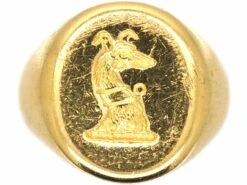 18ct Gold Signet Ring With Engraved Dog By Charles Green & Sons