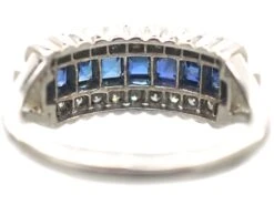 Art Deco Platinum Sapphire & Diamond Three Row Ring 11 Art Deco Platinum Sapphire & Diamond Three Row Ring -Antique Jewellery Company 00ff11ce dsc05935 scaled 1