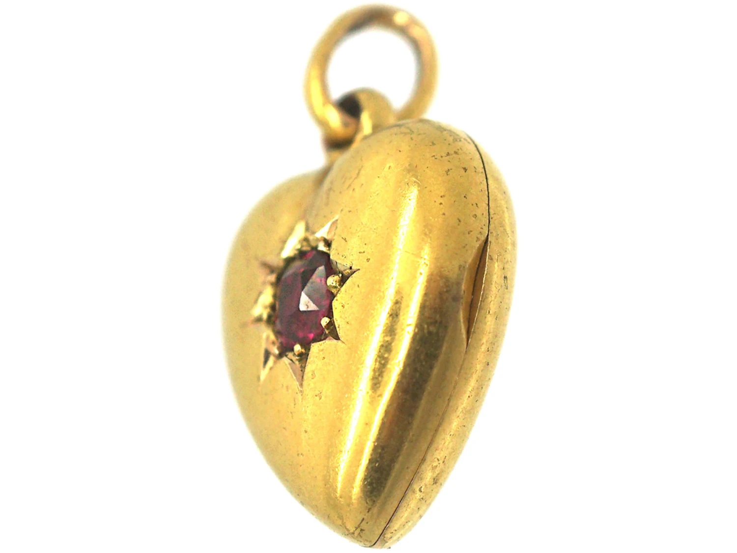 Edwardian 15ct Gold & Ruby Heart Shaped Locket 4 Edwardian 15ct Gold & Ruby Heart Shaped Locket - Image 2