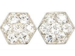 Art Deco Platinum, Octagonal Cluster Earrings Set With Diamonds