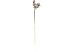 Edwardian 15ct Gold & Silver Enamel & Rose Diamond Cockerel Tie Pin -Antique Jewellery Company 038cb868 dsc07680 scaled 1