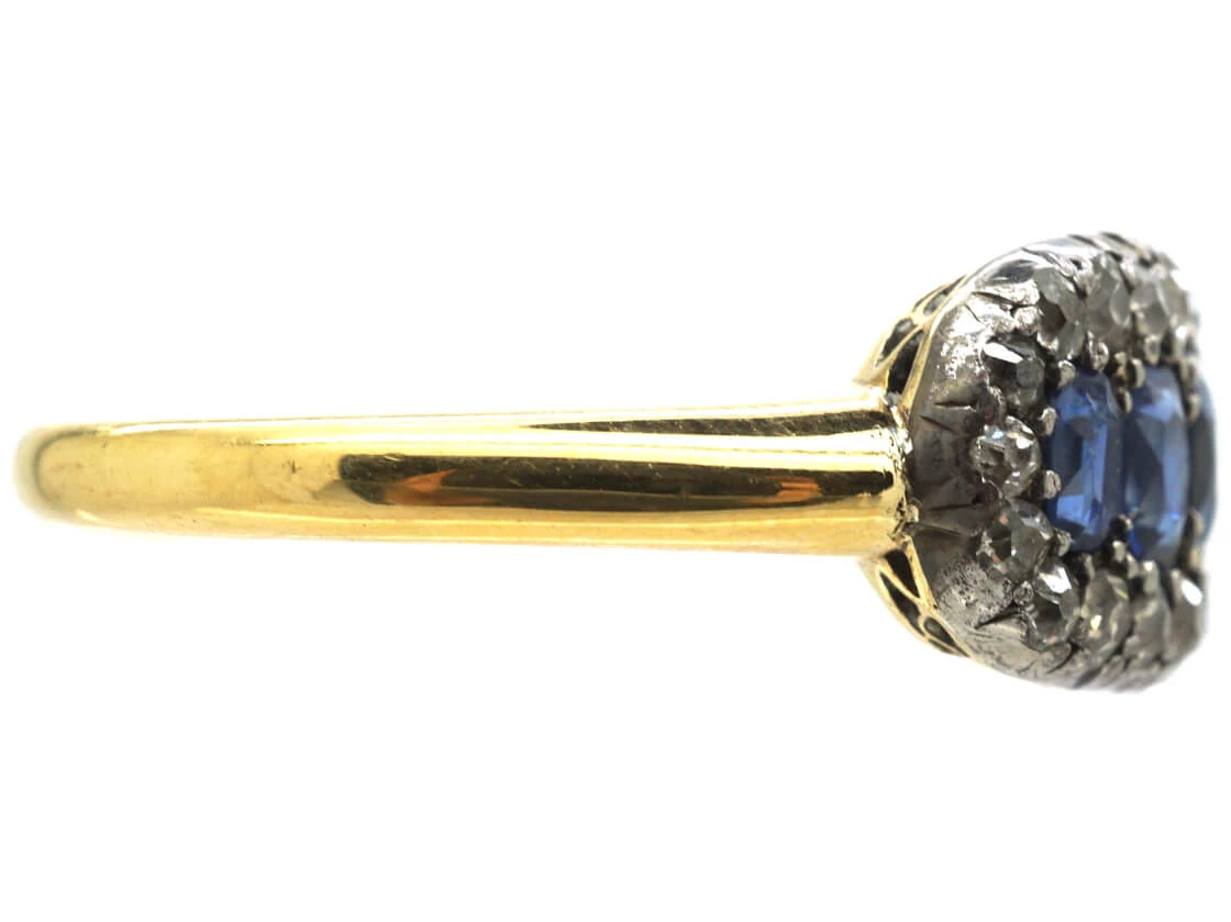 Victorian 18ct Gold Five Stone Sapphire & Diamond Ring 7 Victorian 18ct Gold Five Stone Sapphire & Diamond Ring - Image 5