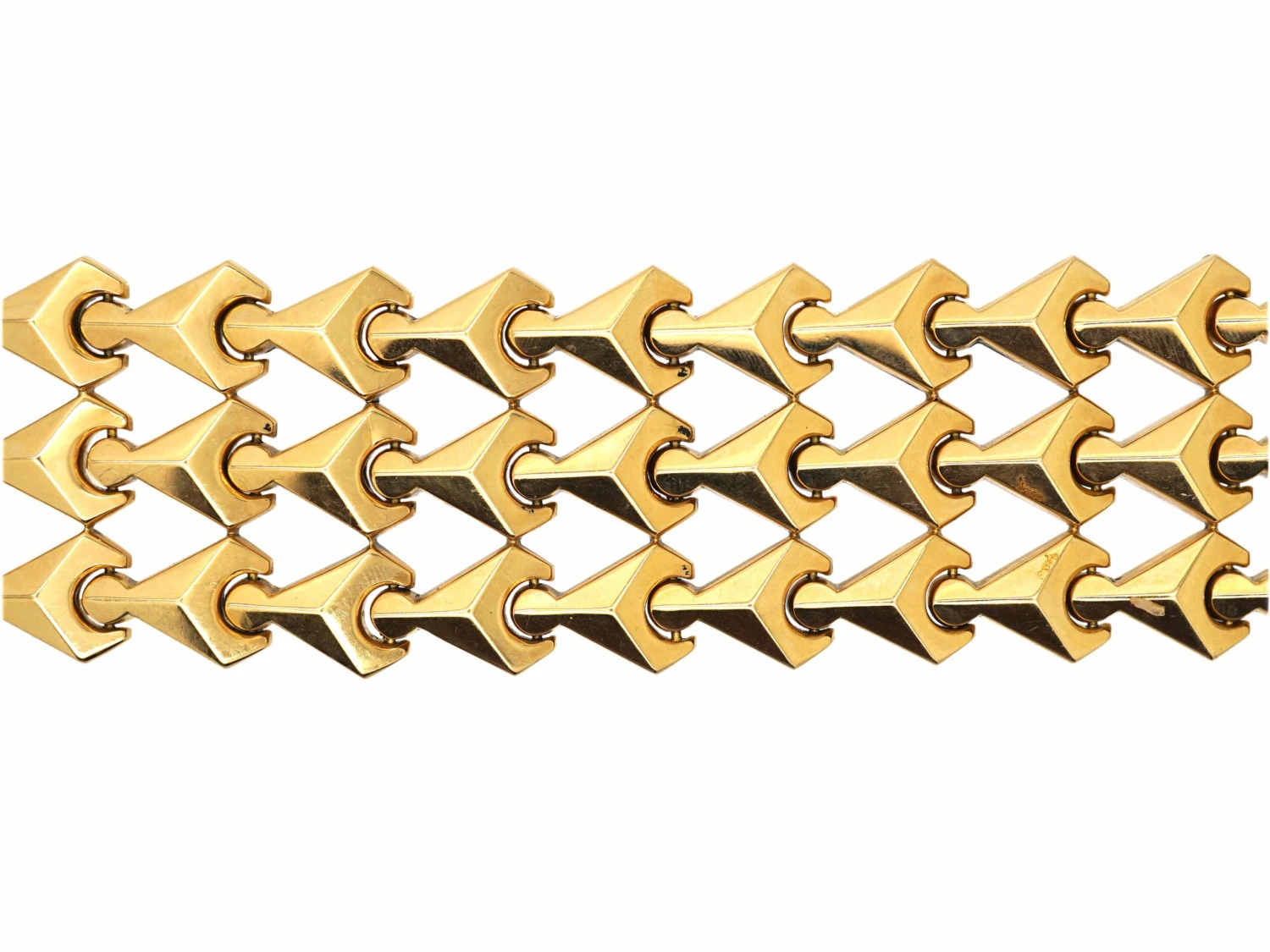 1970s 18ct Gold Wide Articulated Bracelet 3 1970s 18ct Gold Wide Articulated Bracelet