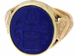 Victorian 18ct Gold, Lapis Lazuli Signet Ring With Intaglio Of A Crest -Antique Jewellery Company 0701a15b dsc01155 scaled 1