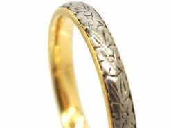 18ct White & Yellow Gold Wedding Ring With Flower Detail 10 18ct White & Yellow Gold Wedding Ring With Flower Detail -Antique Jewellery Company 0733a8a6 dsc02447 scaled 1
