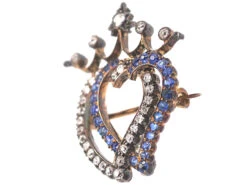 Edwardian Sapphire & Diamond Double Heart Brooch -Antique Jewellery Company 0768590e dsc08304 scaled 1
