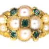 Regency 15ct Gold Natural Split Pearl & Emerald Cluster Ring With Natural Split Pearl Set Shoulders