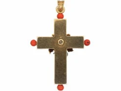 Regency 15ct Gold, Coral & Natural Pearl Cross With Grapes Motif -Antique Jewellery Company 0a78125d dsc06026 scaled 1