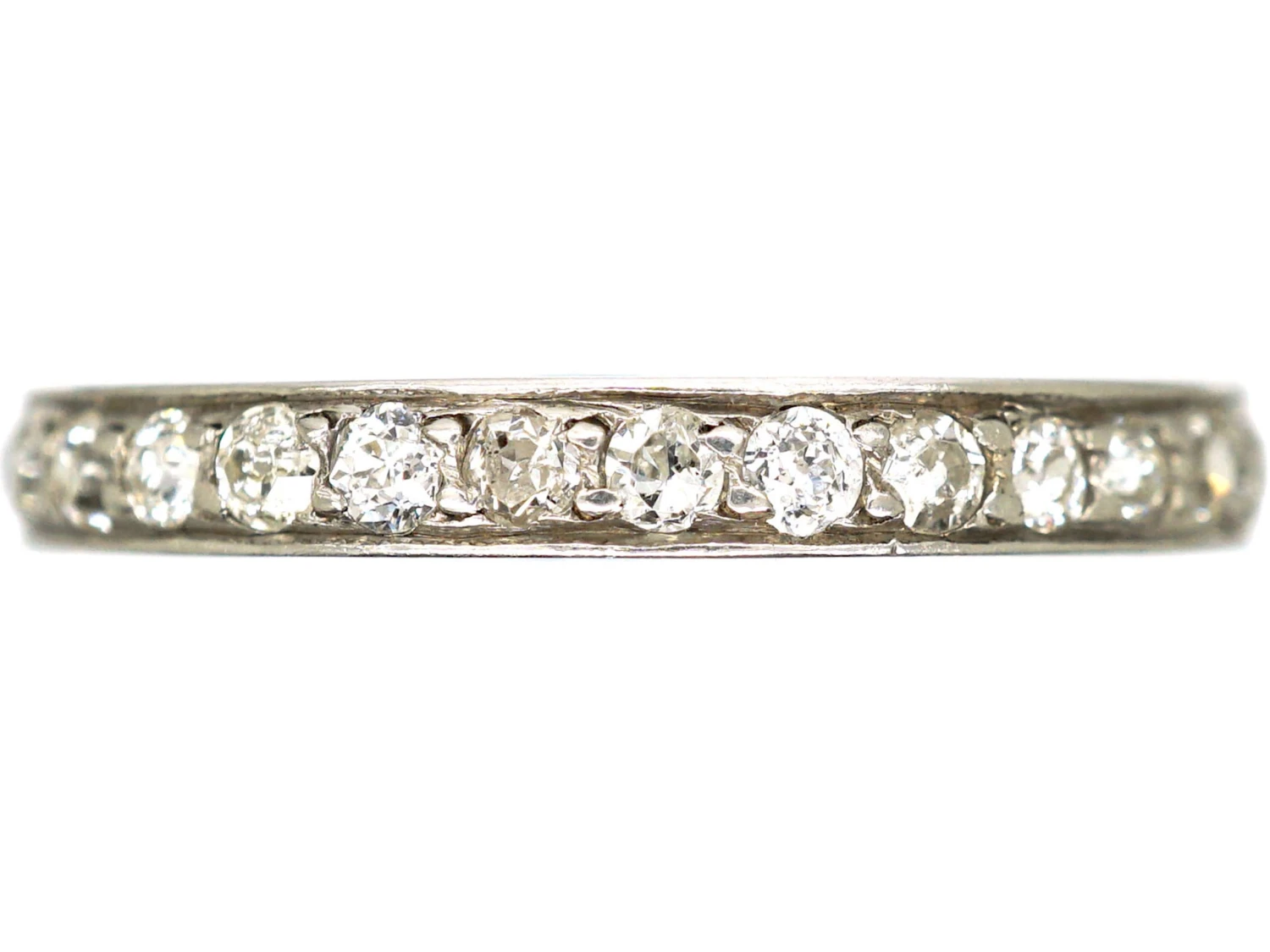 Art Deco Platinum & Diamond Eternity Ring With Engraved Sides 3 Art Deco Platinum & Diamond Eternity Ring With Engraved Sides