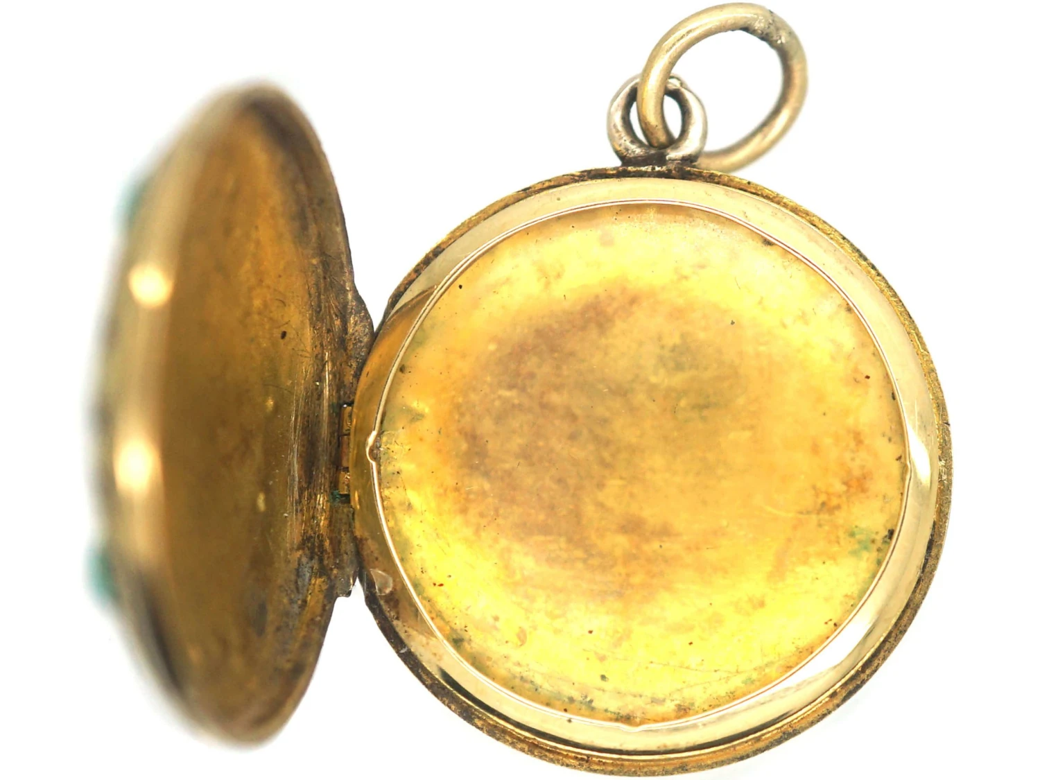 Georgian 15ct Two Colour Gold Round Locket Set With Turquoise 4 Georgian 15ct Two Colour Gold Round Locket Set With Turquoise - Image 2