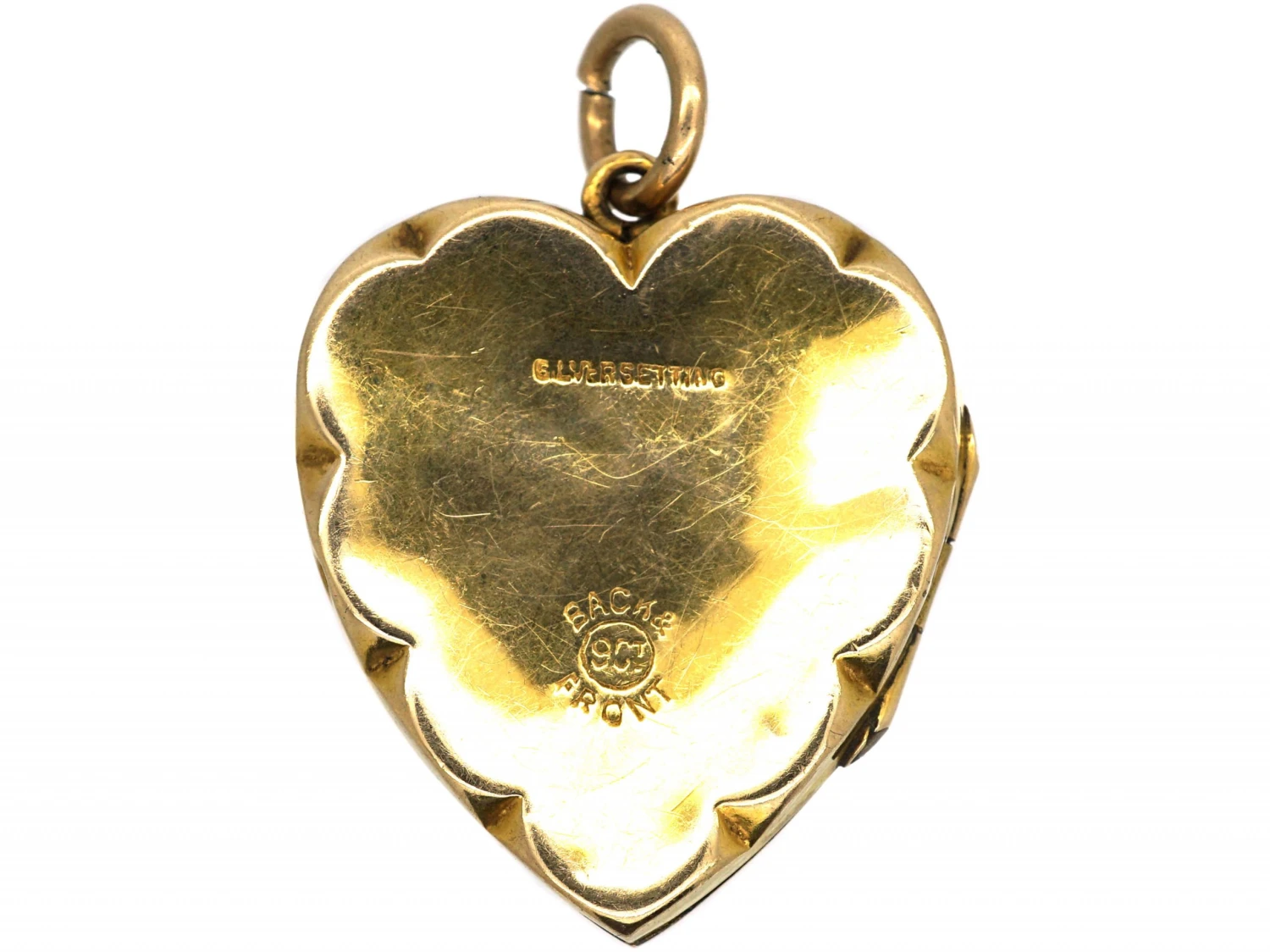 Edwardian 9ct Back & Front Heart Shaped Locket With Swallow Motif Set With Garnets & Paste 6 Edwardian 9ct Back & Front Heart Shaped Locket With Swallow Motif Set With Garnets & Paste - Image 4