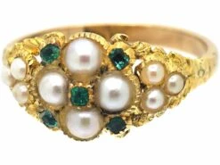 Regency 15ct Gold Natural Split Pearl & Emerald Cluster Ring With Natural Split Pearl Set Shoulders -Antique Jewellery Company 0dd8c0a5 dsc05690 scaled 1
