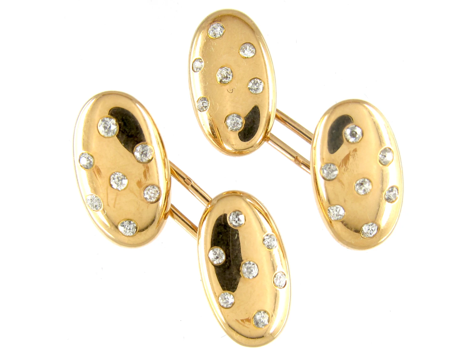 Victorian Diamond Set Oval Cufflinks 3 Victorian Diamond Set Oval Cufflinks