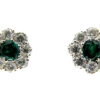 Emerald Diamond Cluster Earrings -Antique Jewellery Company 102a