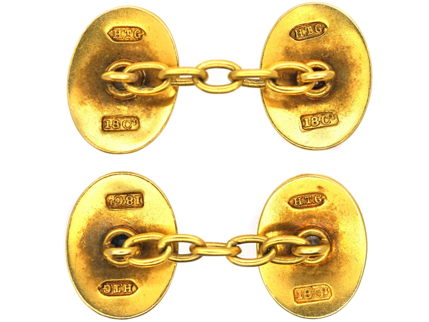 Victorian 18ct Gold Oval Cufflinks Set With A Sapphire, Ruby & Diamonds 5 Victorian 18ct Gold Oval Cufflinks Set With A Sapphire, Ruby & Diamonds - Image 3