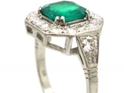 Art Deco 18ct White Gold, Columbian Emerald & Diamond Ring 11 Art Deco 18ct White Gold, Columbian Emerald & Diamond Ring -Antique Jewellery Company 104d0a0d dsc05971 scaled 1