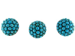 Three Gold Pavé Set Turquoise Studs In Original Case