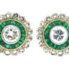 Art Deco 18ct Gold & Platinum, Emerald & Diamond Target Earrings -Antique Jewellery Company 105f3a8a dsc08167 scaled 1