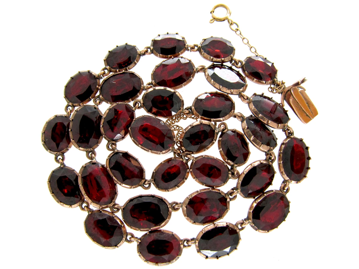 Georgian Flat Cut Garnet Necklace 3 Georgian Flat Cut Garnet Necklace