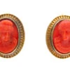 Coral Carved Cameo Regency Earrings