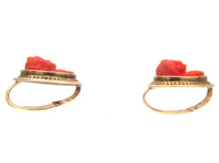 Coral Carved Cameo Regency Earrings 7 Coral Carved Cameo Regency Earrings -Antique Jewellery Company 108c