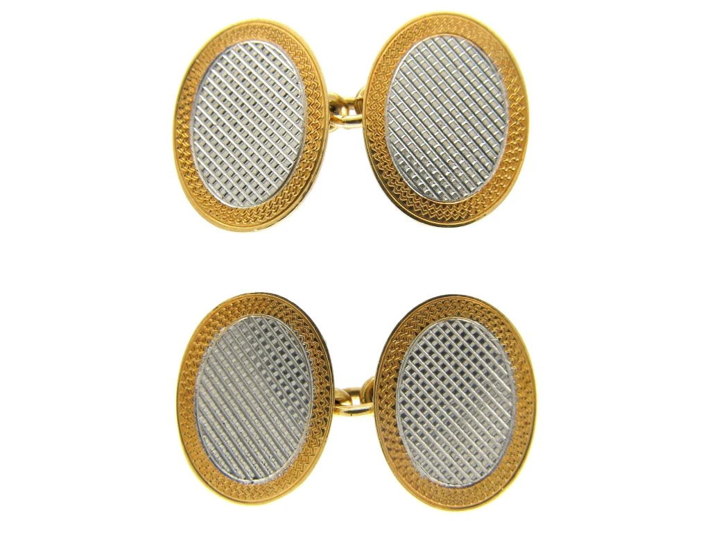18ct & Platinum Oval Cufflinks 3 18ct & Platinum Oval Cufflinks