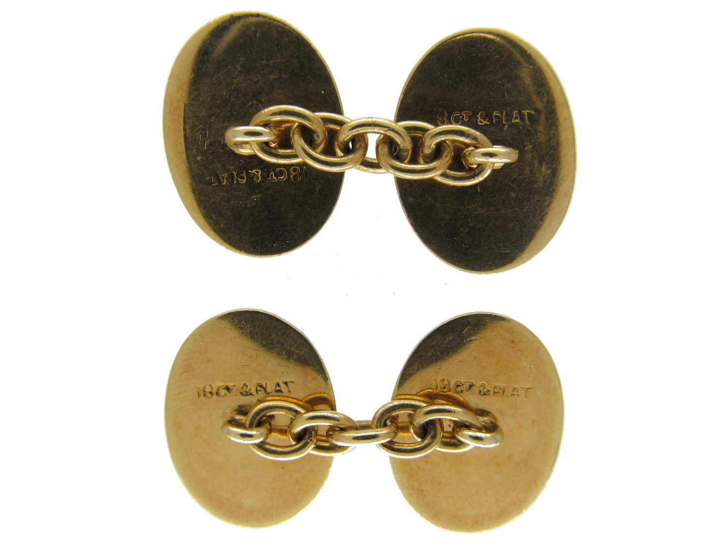 18ct & Platinum Oval Cufflinks 4 18ct & Platinum Oval Cufflinks - Image 2