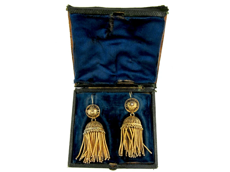 French Silver Gilt Large Tassle Earrings 5 French Silver Gilt Large Tassle Earrings - Image 3