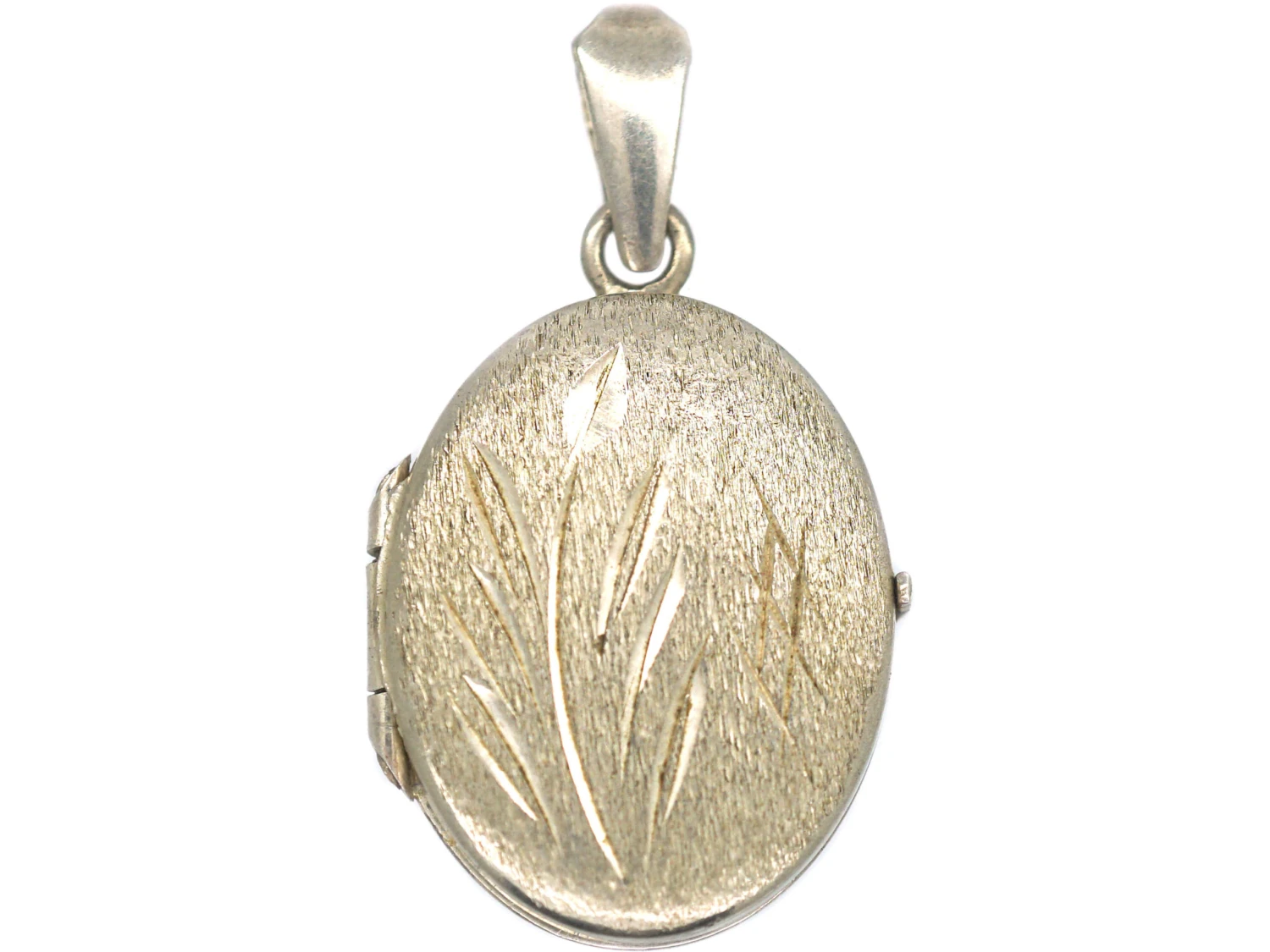 Silver Oval Locket With Leaf Design 3 Silver Oval Locket With Leaf Design