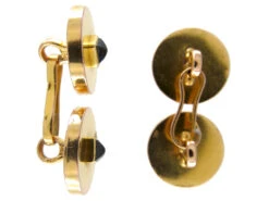 French Art Deco 18ct Gold Cufflinks Set With Sapphires -Antique Jewellery Company 110d