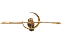 Edwardian 15ct Two Colour Gold & Platinum Owl In The Moon Brooch -Antique Jewellery Company 1128c6f0 dsc06094