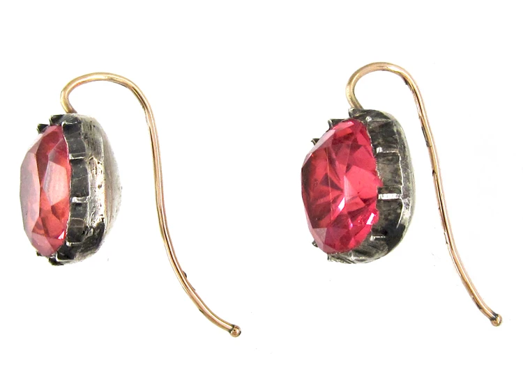 Georgian Pink Paste Earrings 5 Georgian Pink Paste Earrings - Image 3