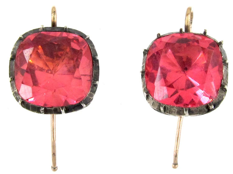 Georgian Pink Paste Earrings 3 Georgian Pink Paste Earrings