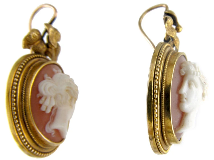 Victorian 15ct Gold Cameo Earrings 5 Victorian 15ct Gold Cameo Earrings - Image 3