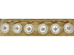 Set Of Six Gold & Enamel Buttons In Original Case -Antique Jewellery Company 116a 1