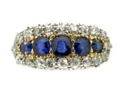 Sapphire & Diamond Boat Ring