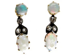 Opal & Diamond Organic Style Earrings