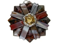 Victorian Scottish Silver & Agate Rosette Brooch