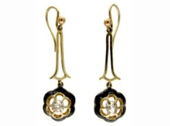 Black Enamel & Diamond Drop Earrings -Antique Jewellery Company 11b1282569698 989