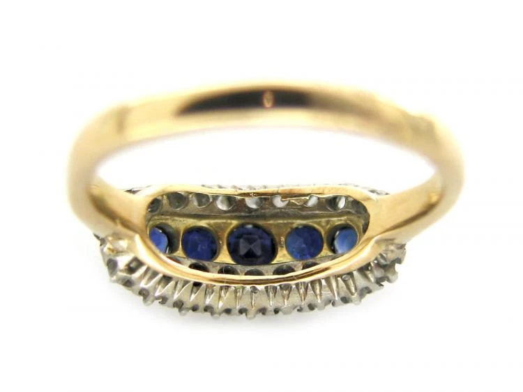 Sapphire & Diamond Boat Ring 5 Sapphire & Diamond Boat Ring - Image 3