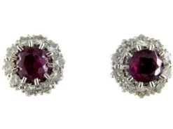Ruby & Diamond Cluster Earrings