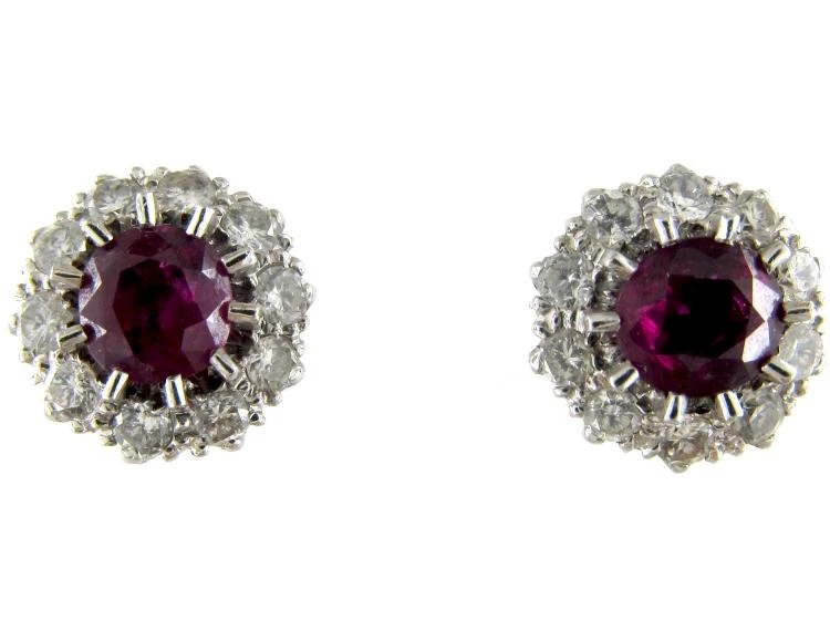 Ruby & Diamond Cluster Earrings 3 Ruby & Diamond Cluster Earrings