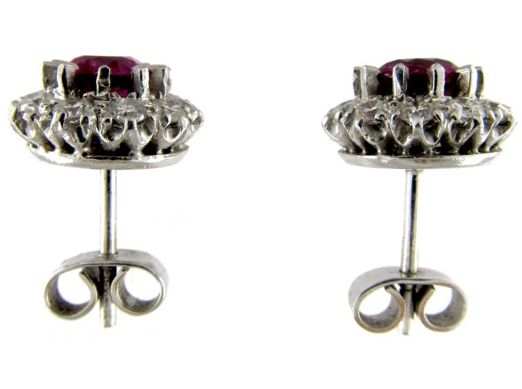 Ruby & Diamond Cluster Earrings 4 Ruby & Diamond Cluster Earrings - Image 2
