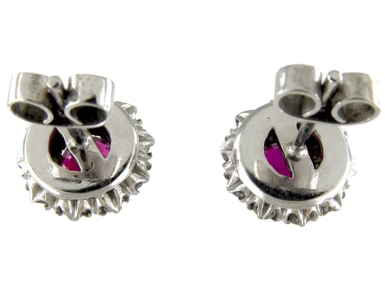 Ruby & Diamond Cluster Earrings 6 Ruby & Diamond Cluster Earrings - Image 4