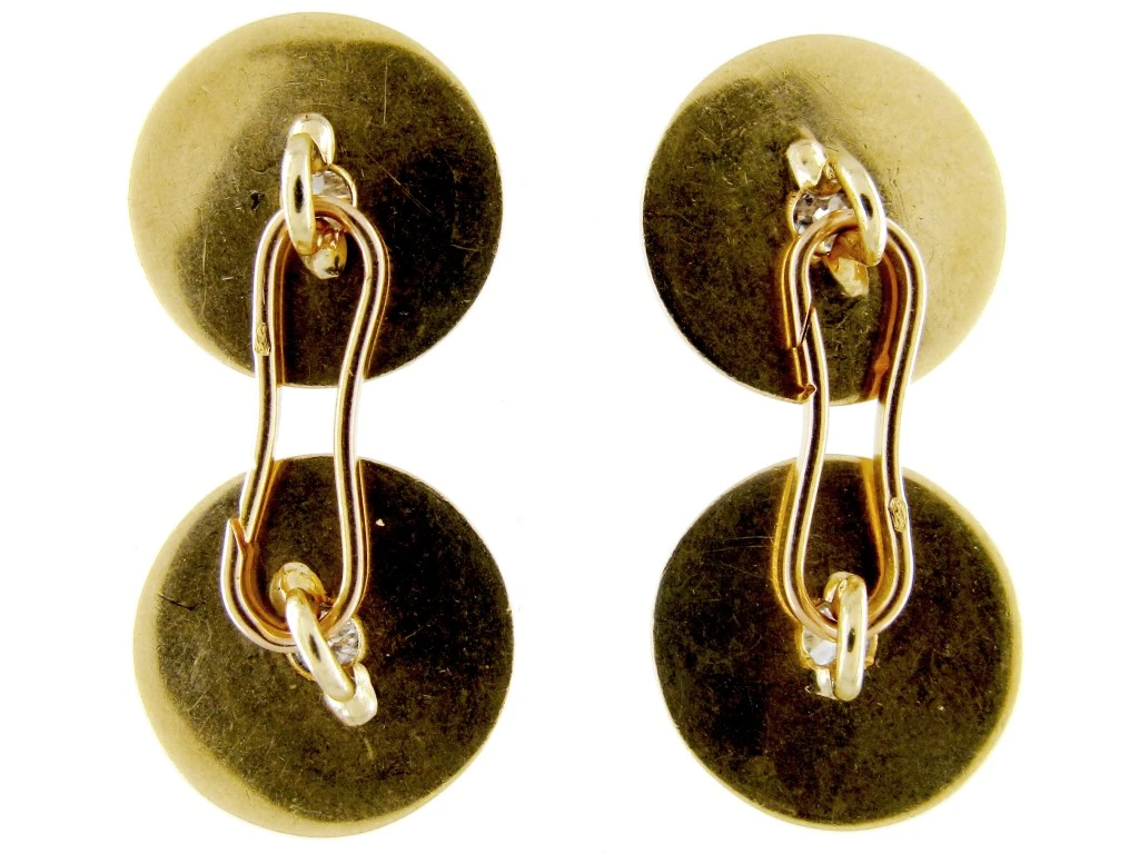 Diamond 18ct Gold & Platinum French Cufflinks 4 Diamond 18ct Gold & Platinum French Cufflinks - Image 2