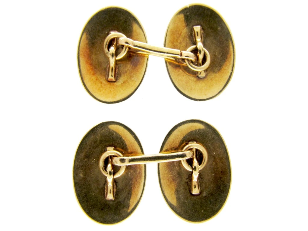 Blue & White Enamel 18ct Gold Cufflinks 4 Blue & White Enamel 18ct Gold Cufflinks - Image 2