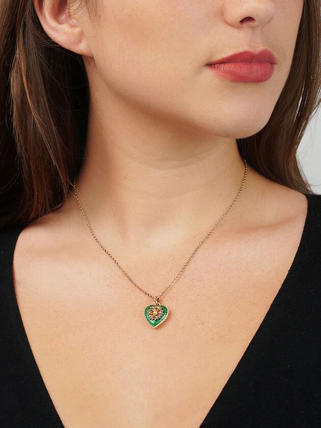 Edwardian 15ct Gold, Enamel & Natural Split Pearl Heart Pendant With Locket Back 4 Edwardian 15ct Gold, Enamel & Natural Split Pearl Heart Pendant With Locket Back - Image 2