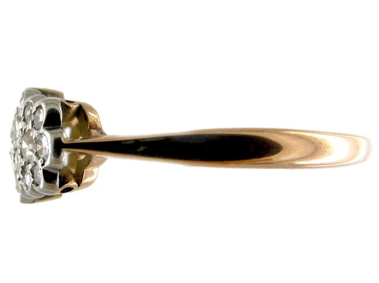 Diamond Triple Cluster 18ct Gold Edwardian Ring 5 Diamond Triple Cluster 18ct Gold Edwardian Ring - Image 3