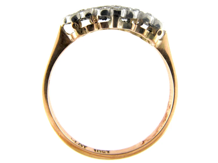 Diamond Triple Cluster 18ct Gold Edwardian Ring 6 Diamond Triple Cluster 18ct Gold Edwardian Ring - Image 4